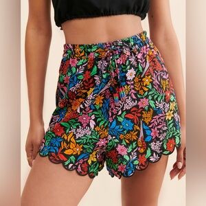 FARM Rio Multicolor Floral High Waist Shorts Medium Like New